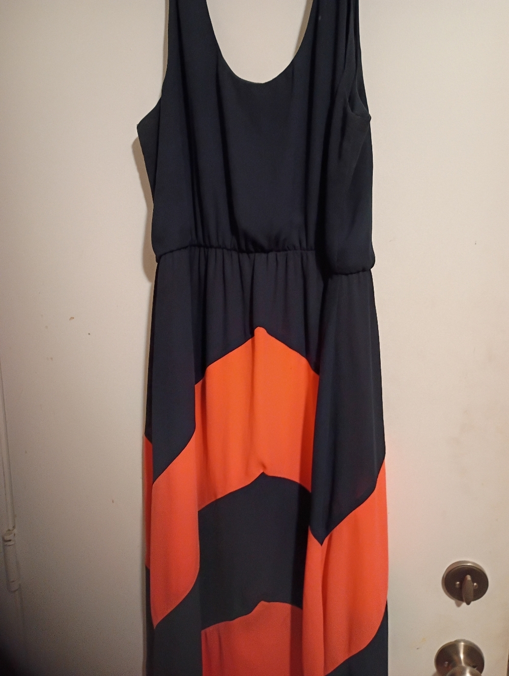 Gibson Latimer Black and Orange Sleeveless Maxi Dress